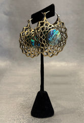 Mother of Pearl 3Dimensional Geometrical Brass Earring