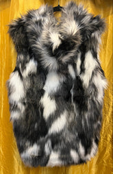 Faux Fur Black & White Vest with Hood