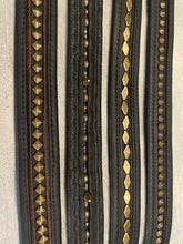 4 Belts triangle and circle studs, black leather, gold hardware