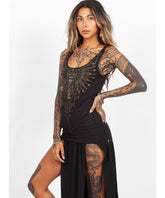 Tribal tank top - black and gold