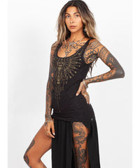 Tribal tank top - black and gold