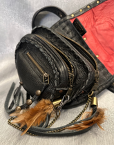 Feathers and Fur Bespoke Obsidian Leather Belt Bag
