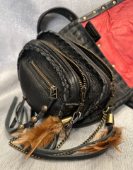 Feathers and Fur Bespoke Obsidian Leather Belt Bag