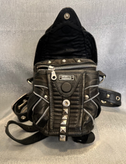 Hand Crafted Genuine Leather Belt Bag with Amethyst