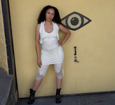 White Flow Dress with back flower of life