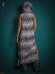 Hooded Long Dress with Print