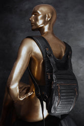 Backpack black leather