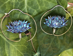 Abalone shell earrings with silver & brass