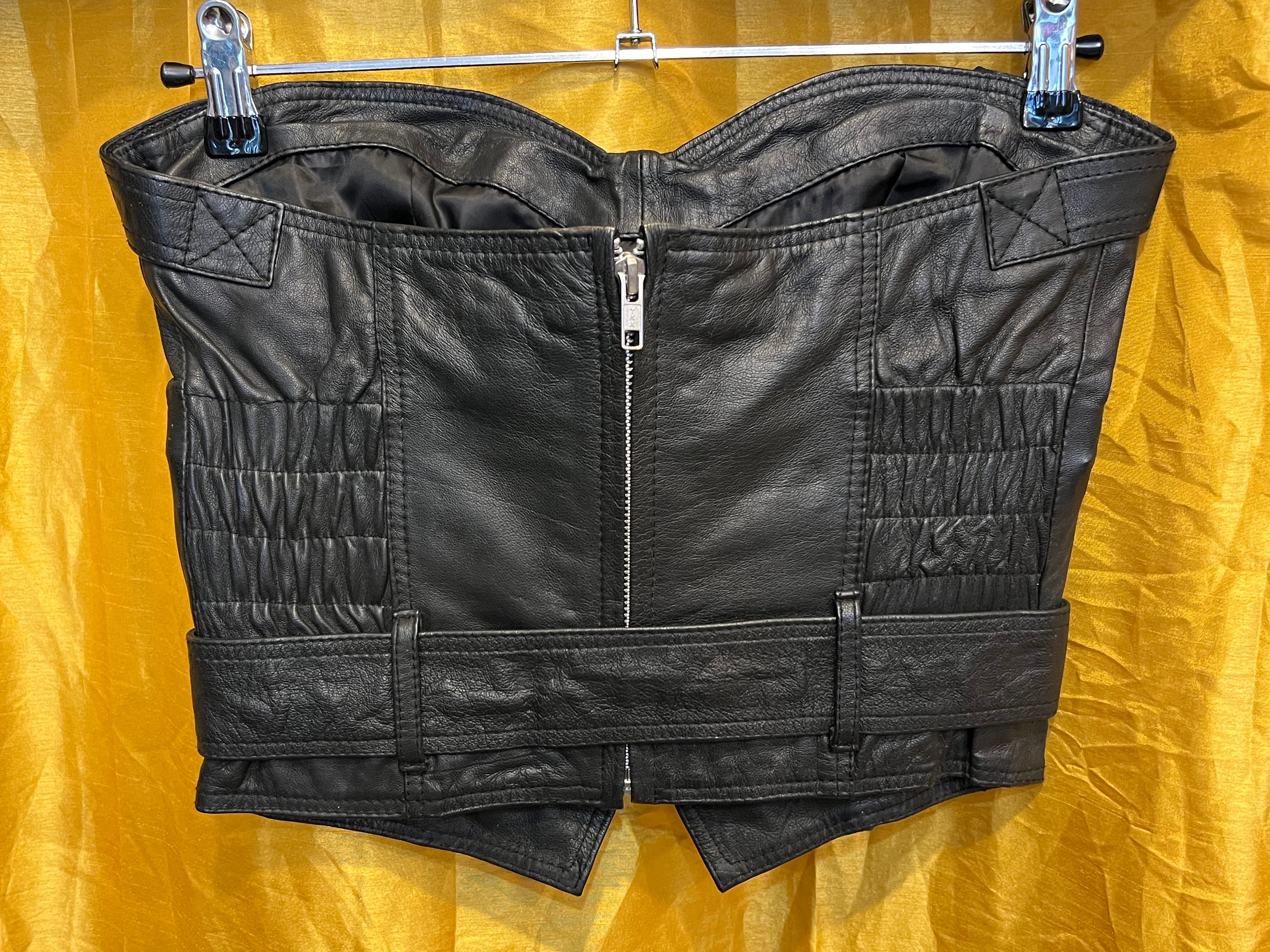 Black Leather Crop Corset