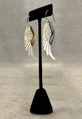 Engraved Mother of Pearl Shell Wing Earrings