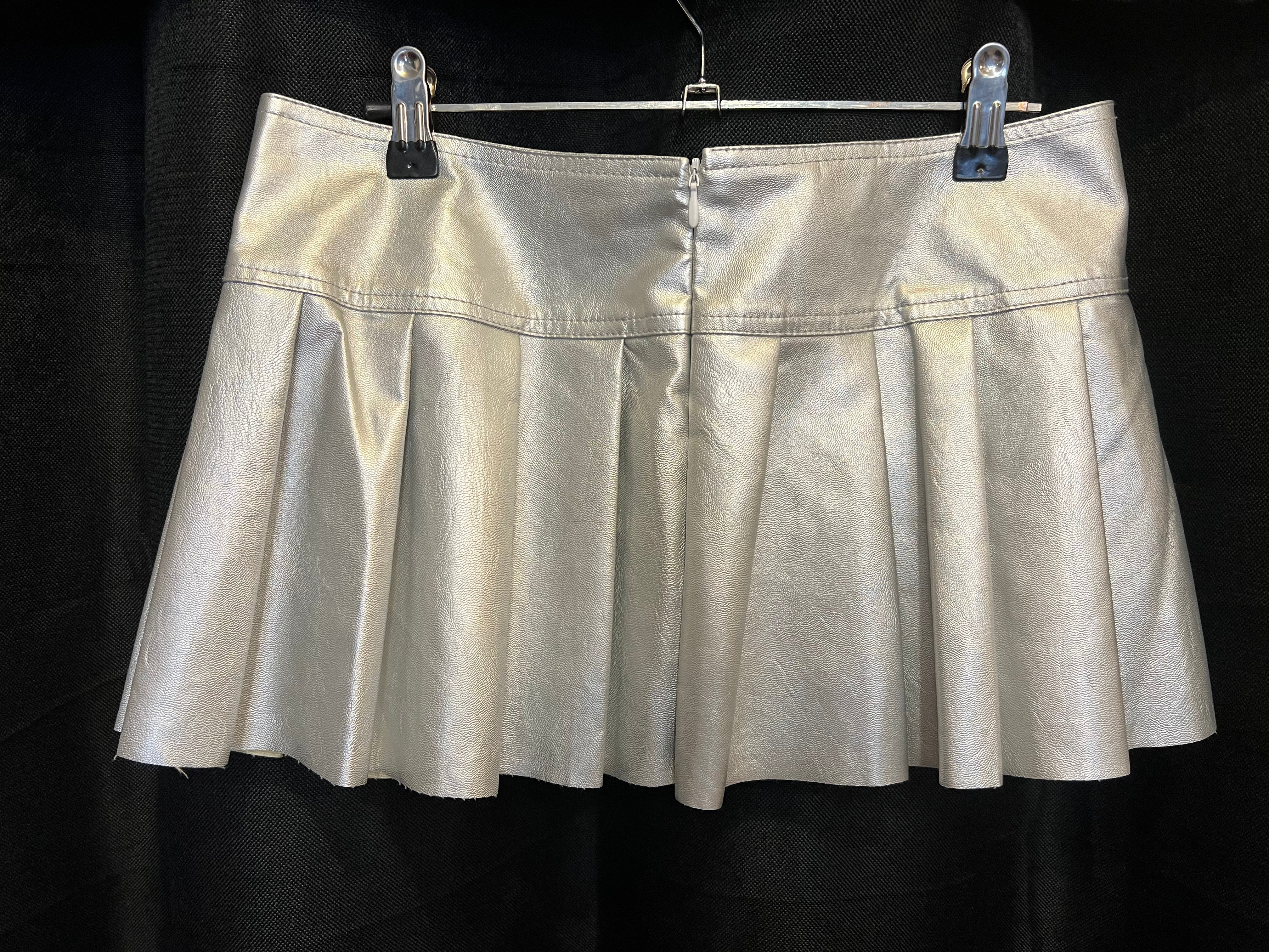 Silver Leather Skirt