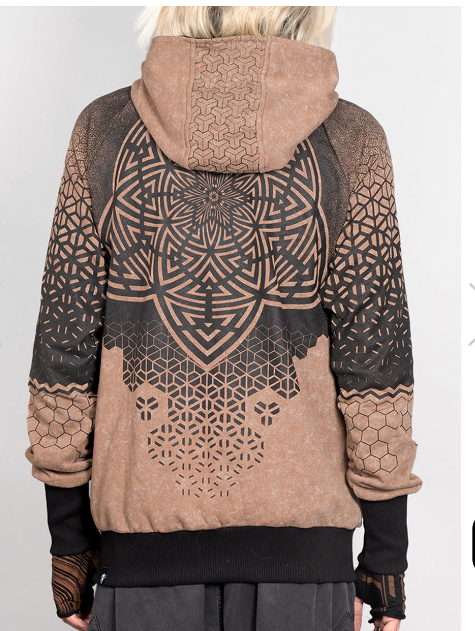 Geometric printed Tattoo art hoodie jacket