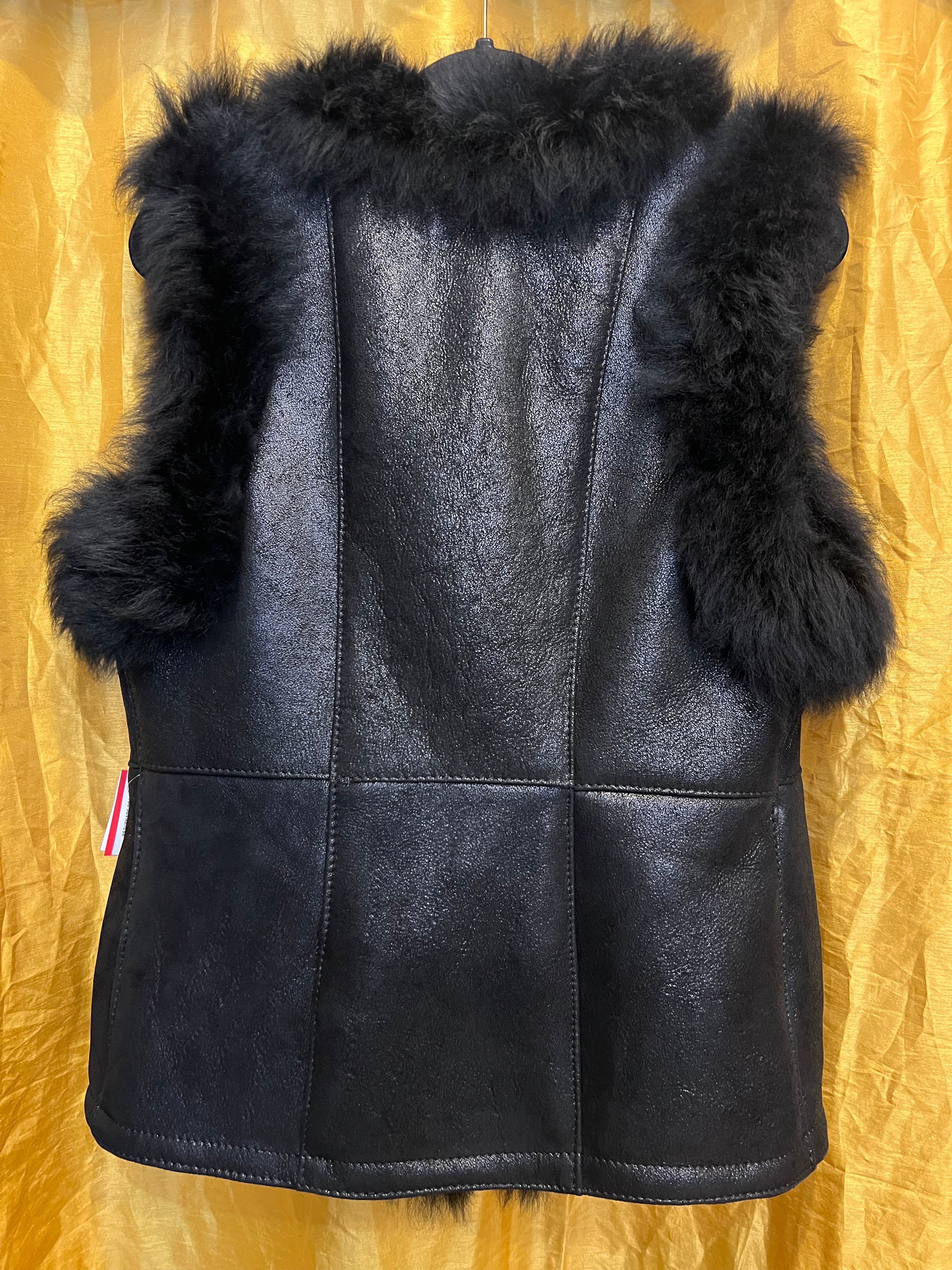 Faux Leather & Fur Trim Button Vest