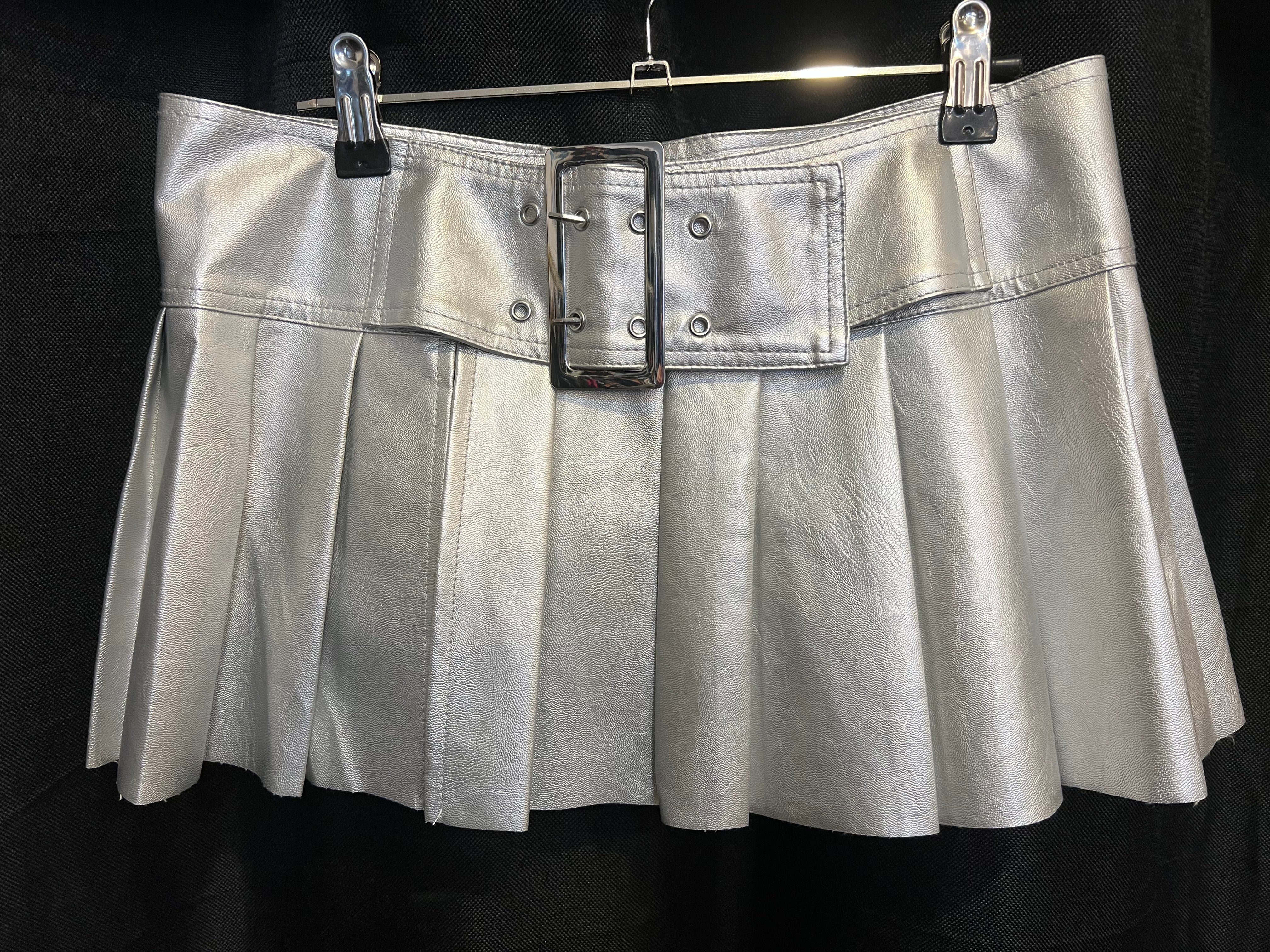Silver Leather Skirt