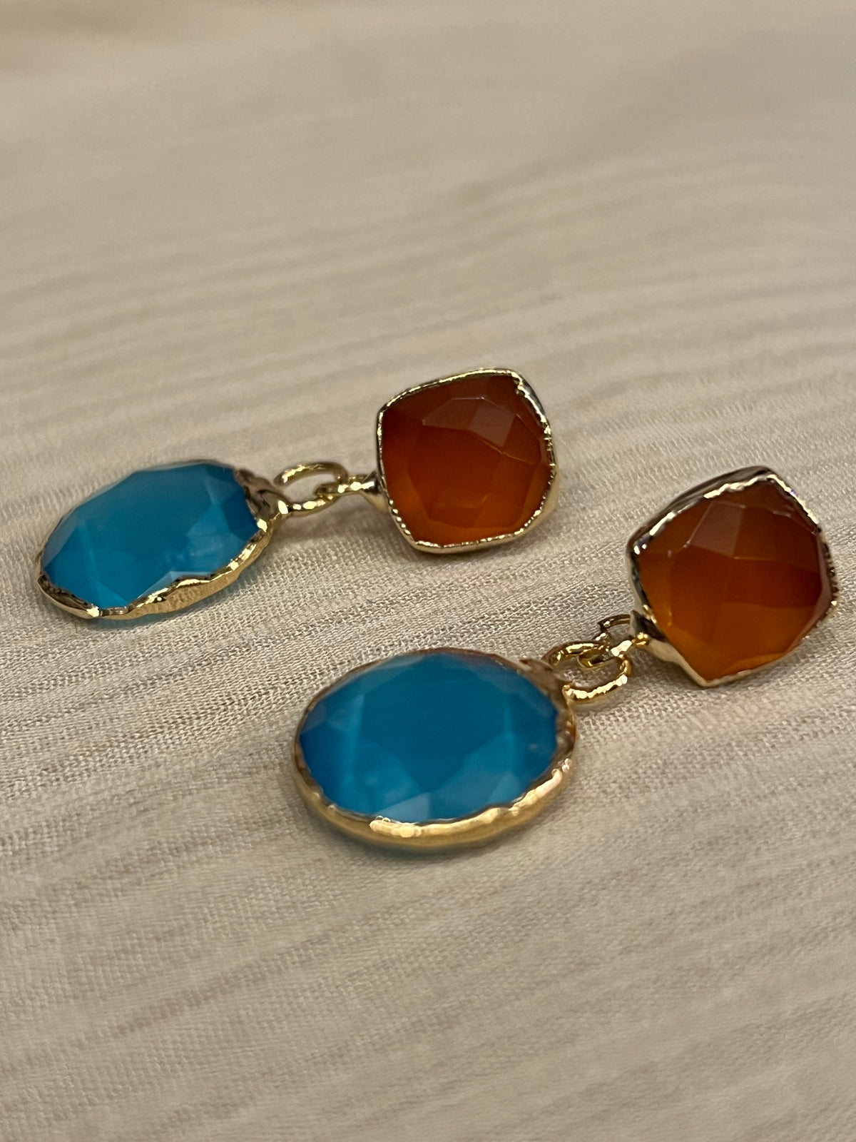 Double Drop Gemstone Earrings