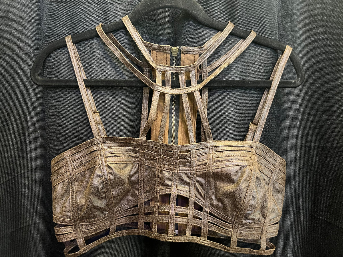 Strap Geometric Leather Top