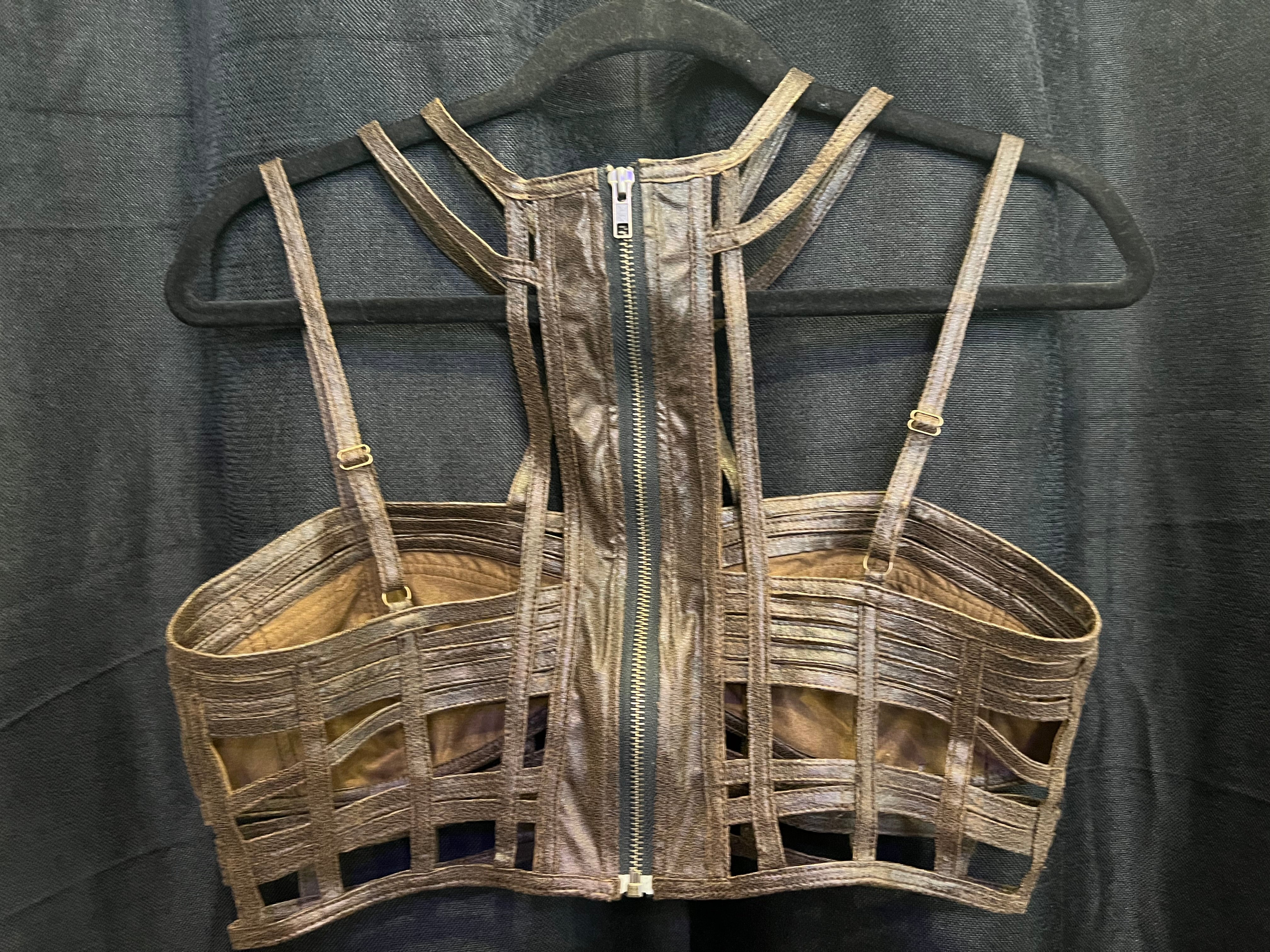 Strap Geometric Leather Top