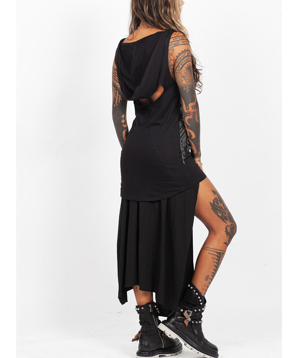 Tribal hooded tank top