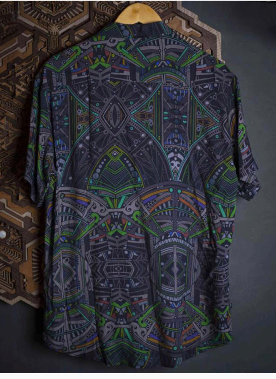 Psychedelic rebel Button Down Colorful Shirt with Prints