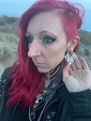 White Metal Earrings in Triangle Shape