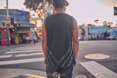 Black with Leather Detail Sleeveless Tshirt