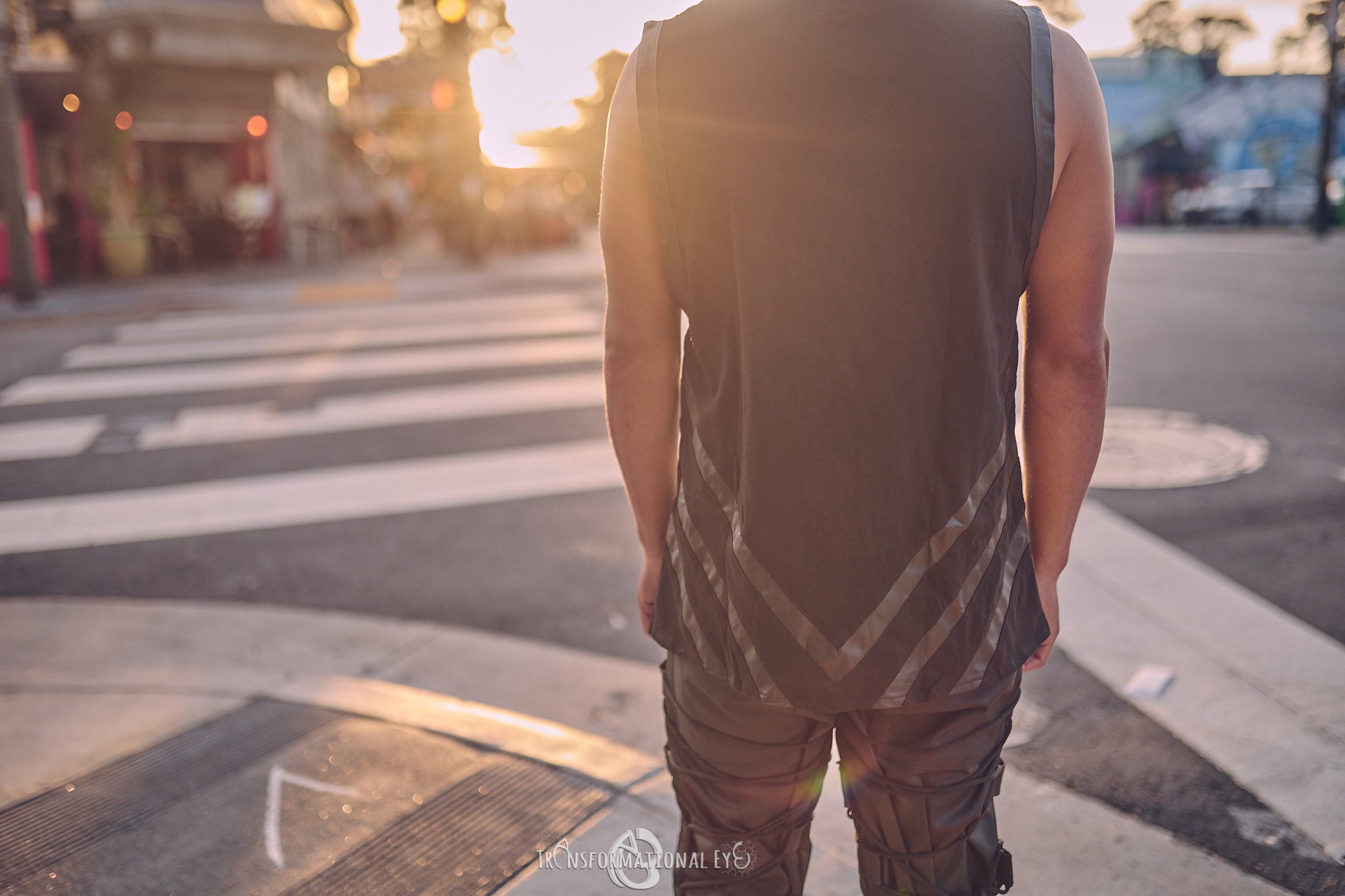 Black with Leather Detail Sleeveless Tshirt