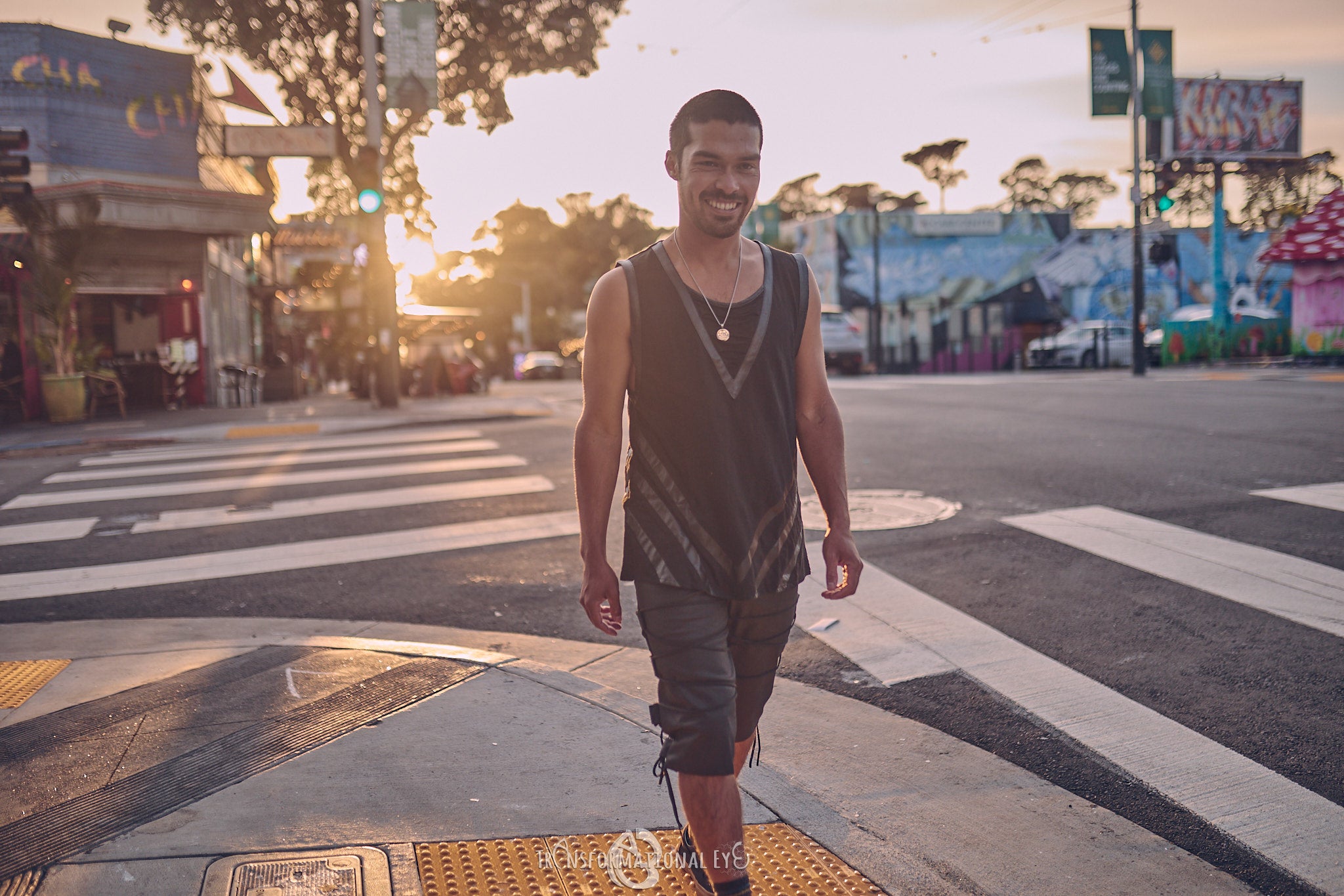Black with Leather Detail Sleeveless Tshirt