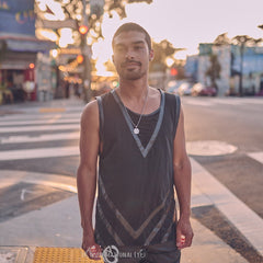Black with Leather Detail Sleeveless Tshirt