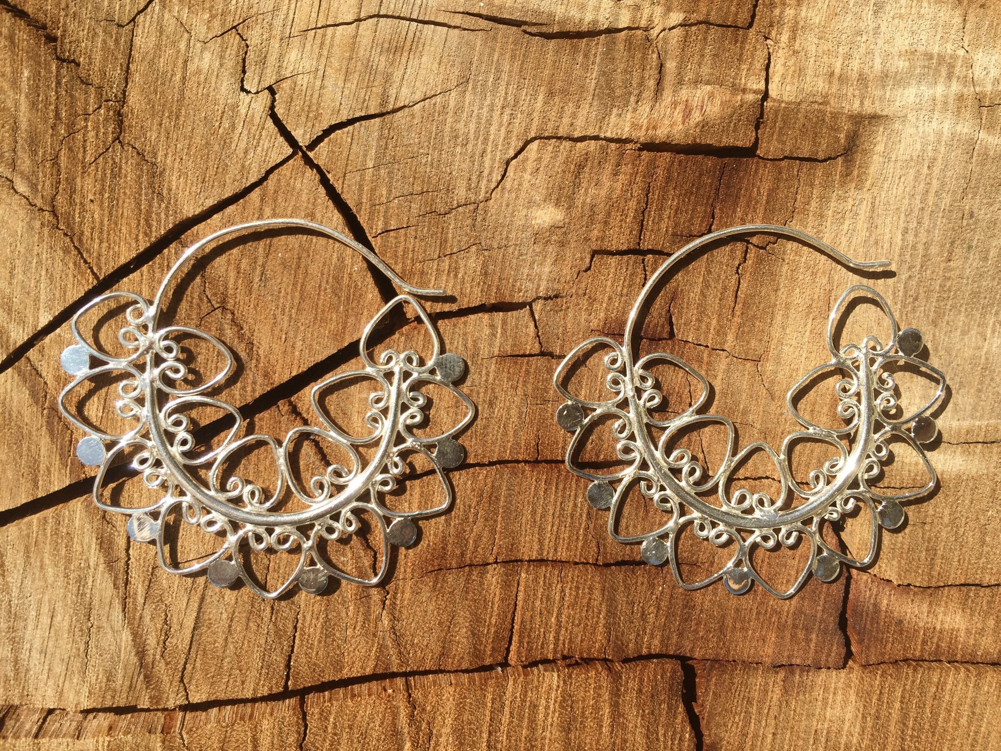 Mandala Silver Earrings