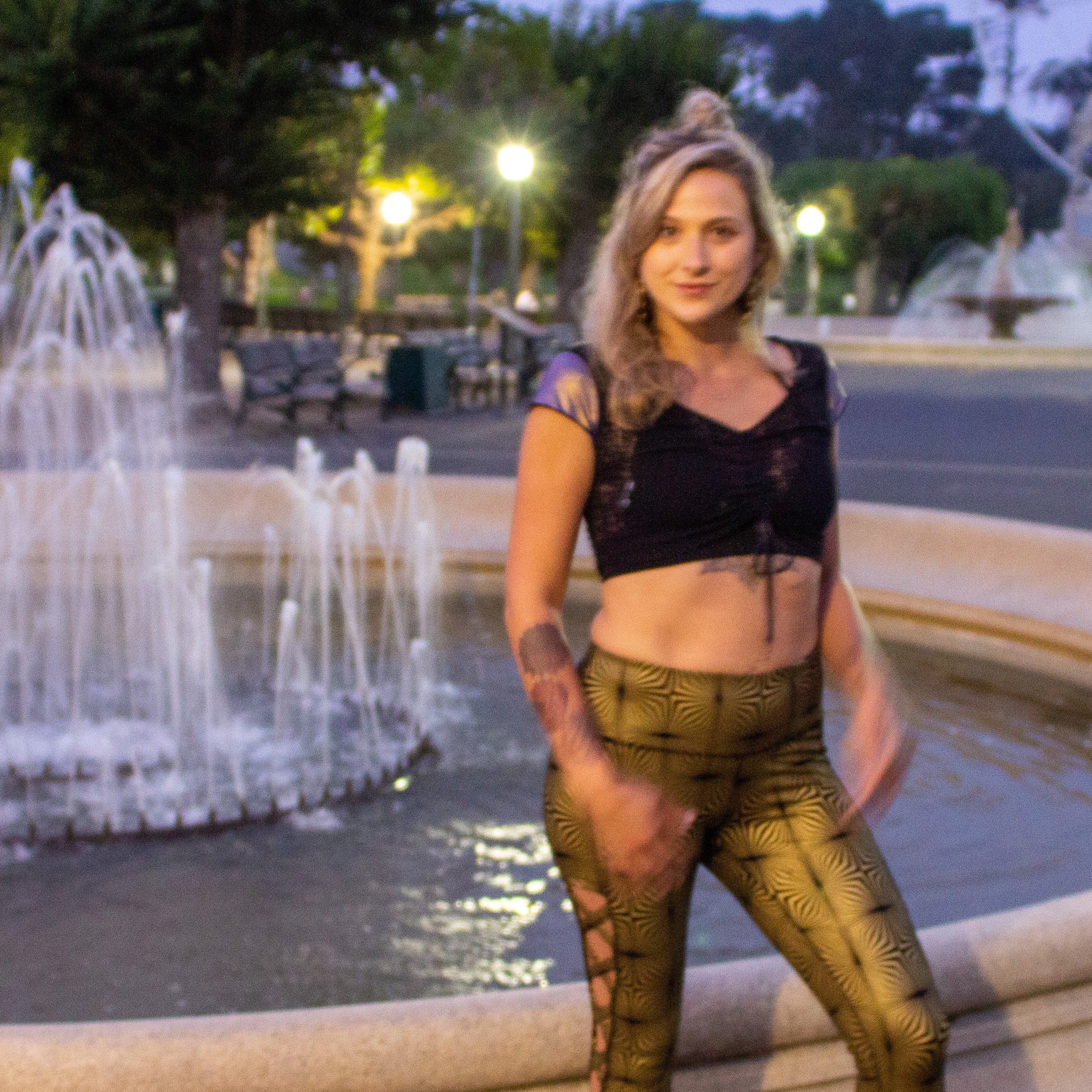 Galactic Lace Drawstring Crop Top