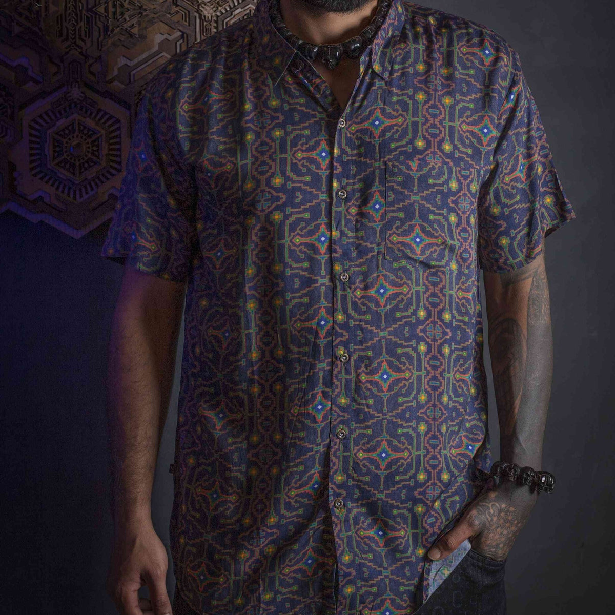 Psychedelic rebel Button Down Colorful Shirt with Prints