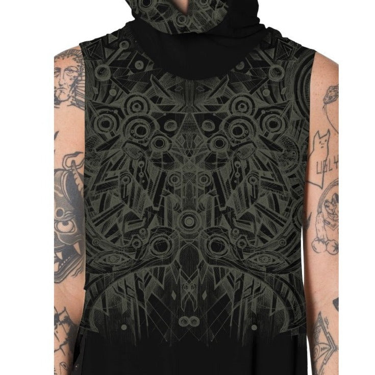 Hooded Black tunic with print