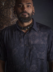 Yacsi Bamboo Button Down Shirt Dark Snake