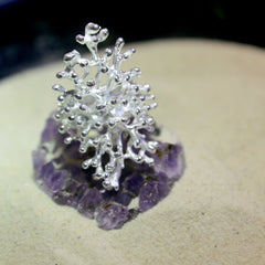 Silver Ring in Coral Shape Women Jewelry