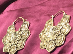 Brass Earrings Lotus Flower