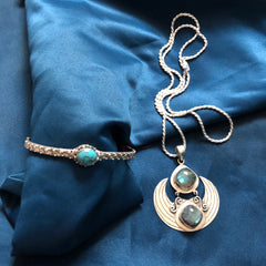Luna Atlantica Set -  Bracelet and Necklace with Silver Chain