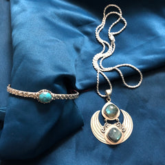 Luna Atlantica Set -  Bracelet and Necklace with Silver Chain