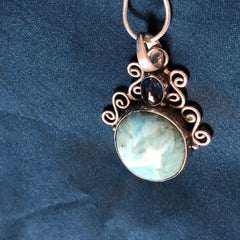 Larimar Pachamama Pendant with Chain