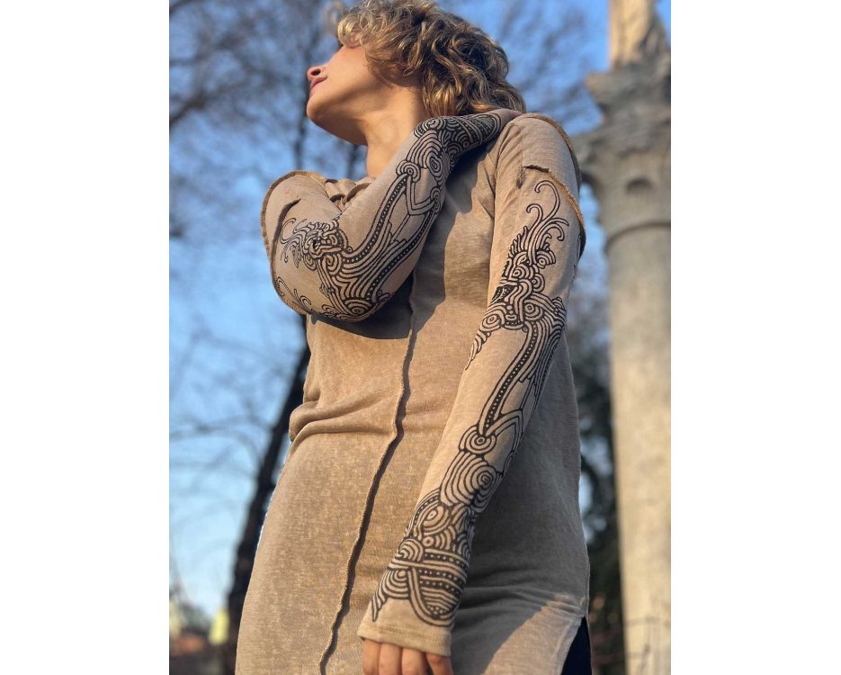 long sleeve tribal dress Tribal Print V-Neck Long Sleeve Dress Blue Zone Planet