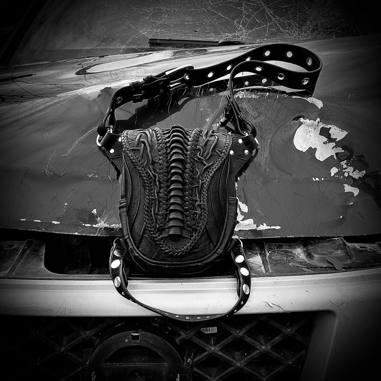 Leather Art Bag Alien Spine